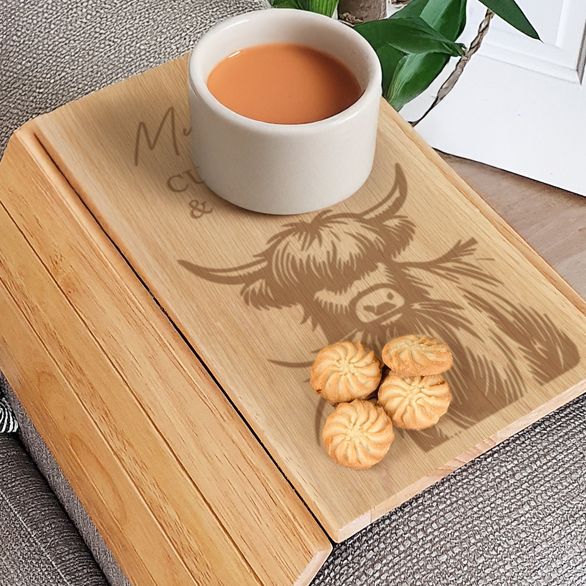 Personalised Highland Cow Sofa Tray - MK&JD Gifts