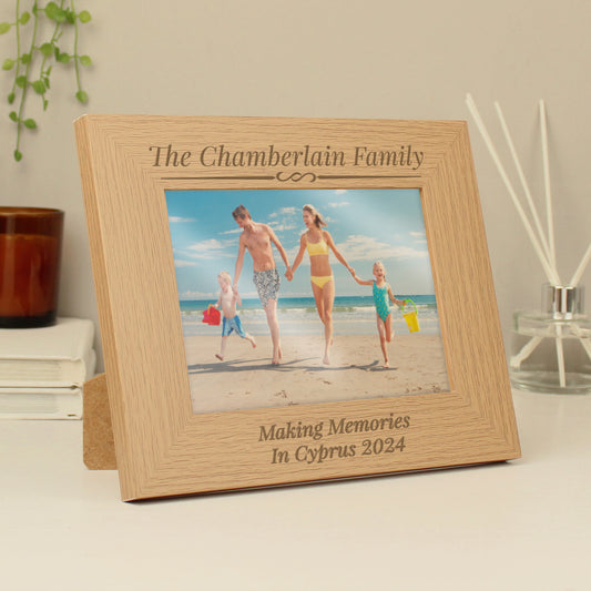 Personalised Formal 5x7 Landscape Oak Finish Photo Frame