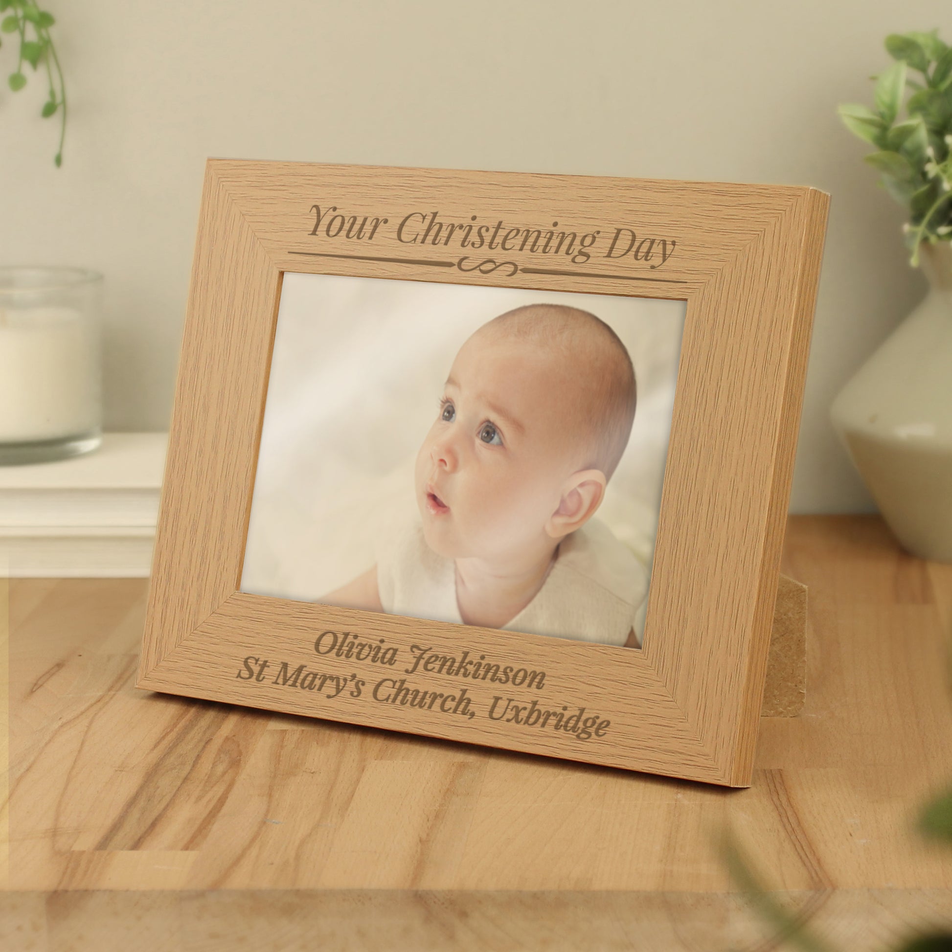 Personalised Formal 5x7 Landscape Oak Finish Photo Frame - MK&JD Gifts
