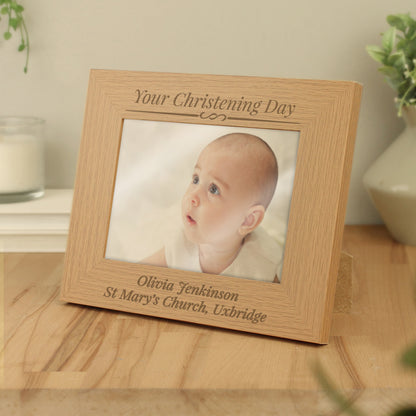 Personalised Formal 5x7 Landscape Oak Finish Photo Frame - MK&JD Gifts