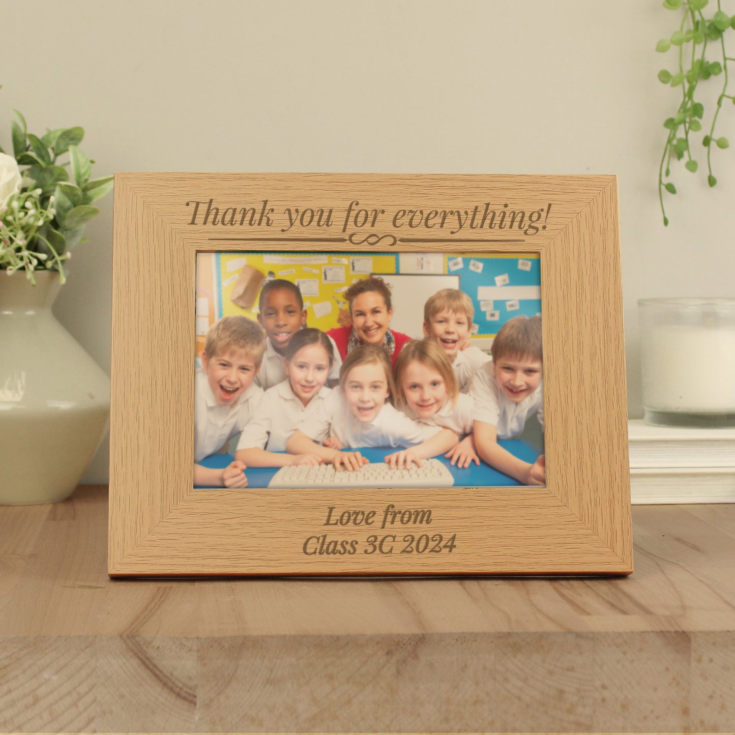 Personalised Formal 5x7 Landscape Oak Finish Photo Frame - MK&JD Gifts