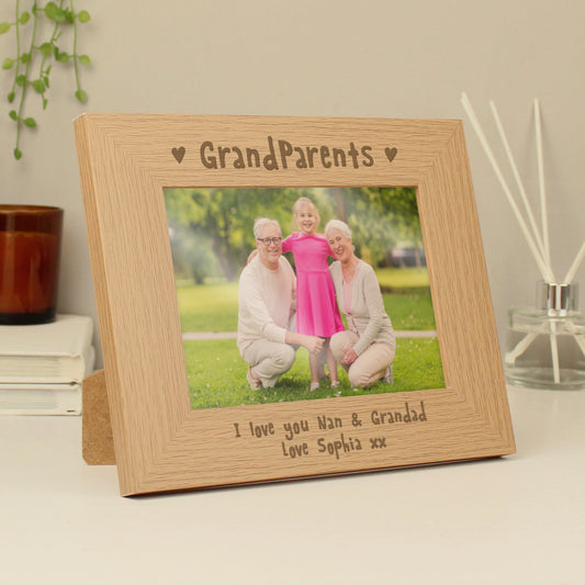 Personalised Grandparents 5x7 Landscape Wooden Photo Frame