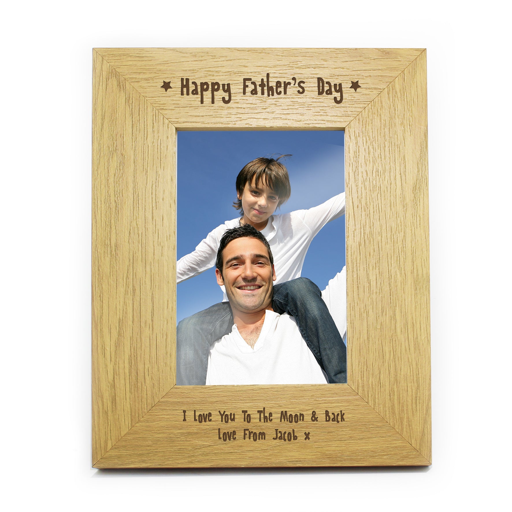 Personalised Oak Finish 6x4 Happy Fathers Day Photo Frame - MK&JD Gifts