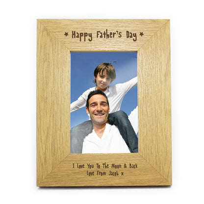Personalised Oak Finish 6x4 Happy Fathers Day Photo Frame - MK&JD Gifts