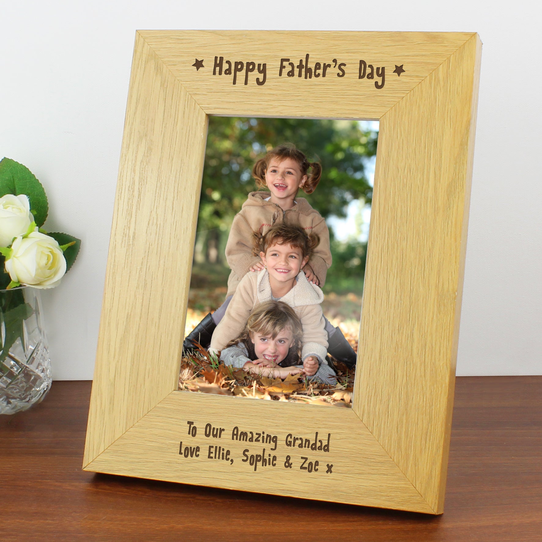 Personalised Oak Finish 6x4 Happy Fathers Day Photo Frame - MK&JD Gifts