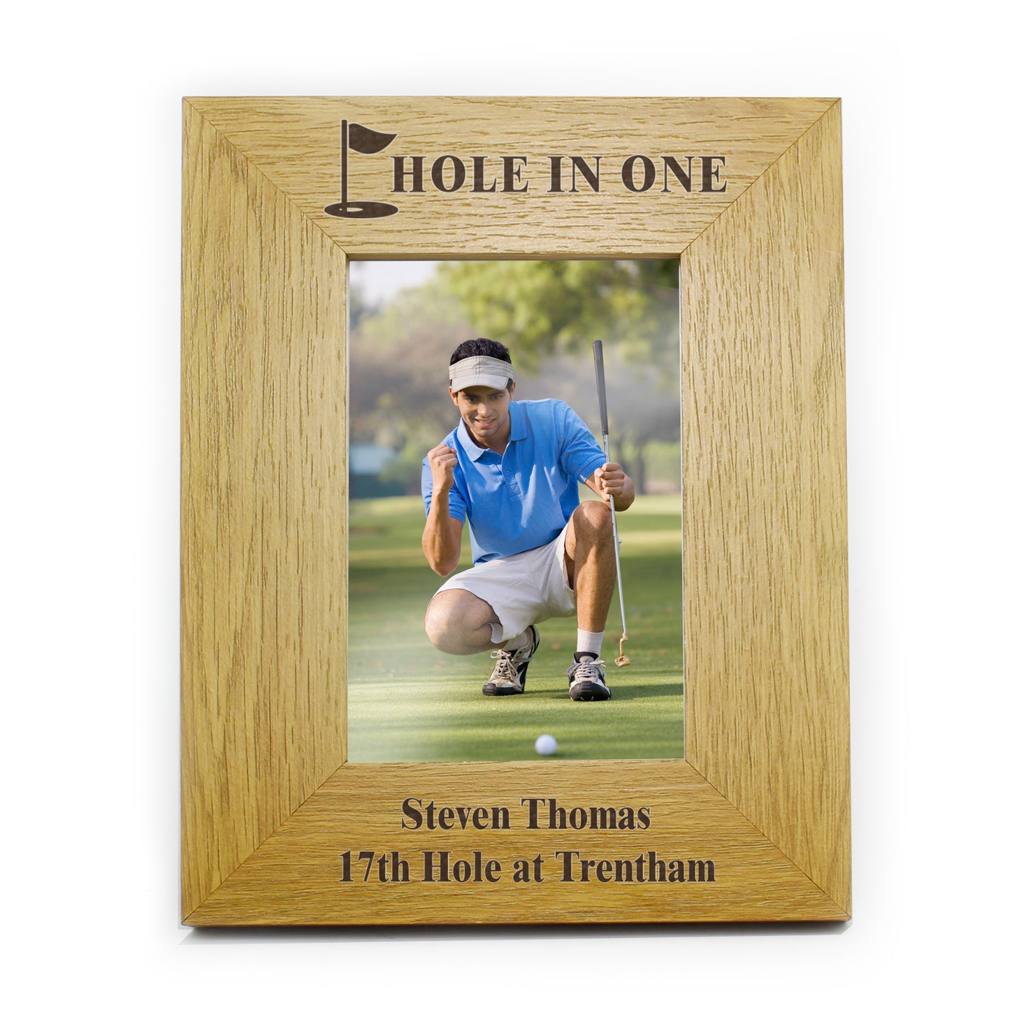 Personalised Oak Finish 6x4 Golf Photo Frame - MK&JD Gifts