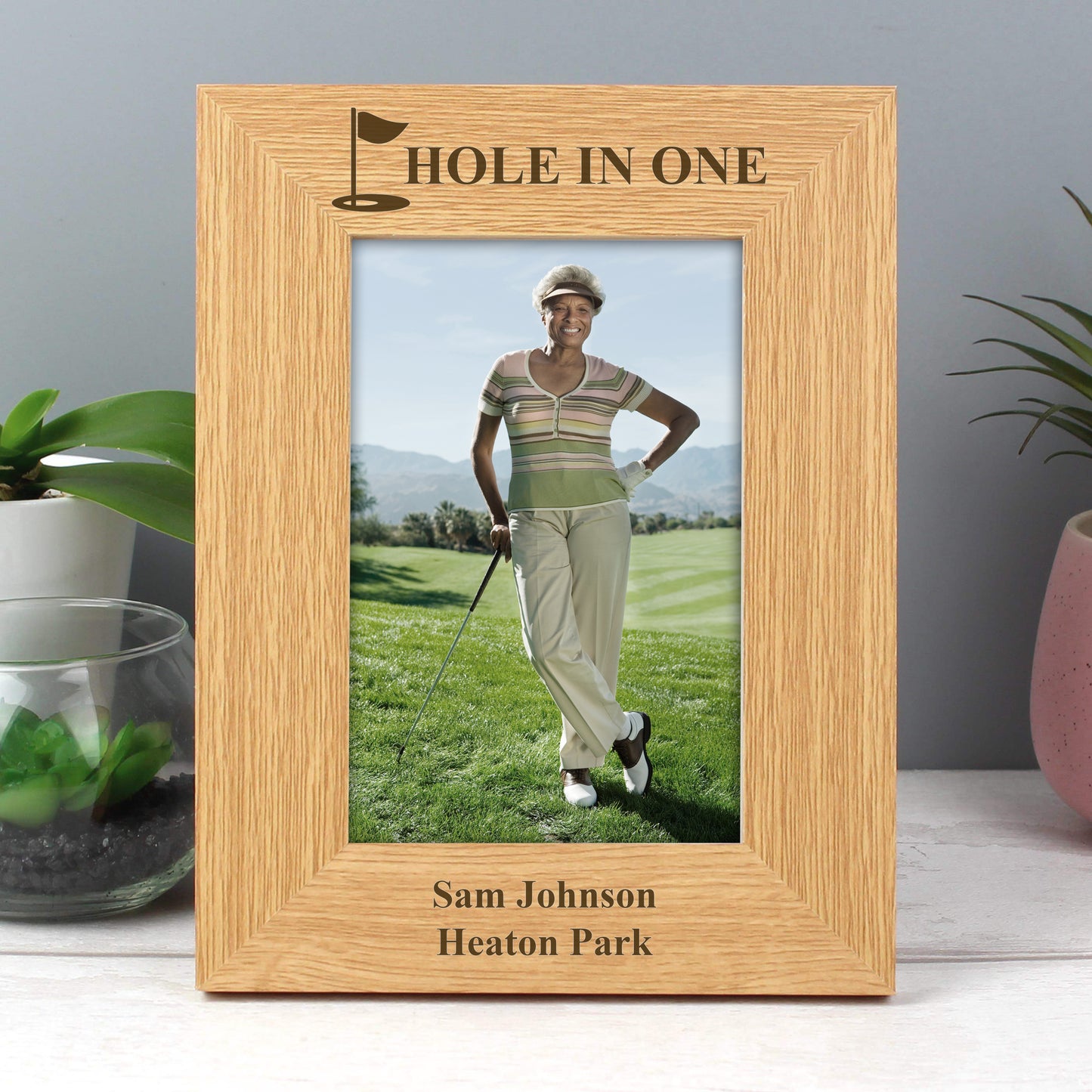Personalised Oak Finish 6x4 Golf Photo Frame - MK&JD Gifts