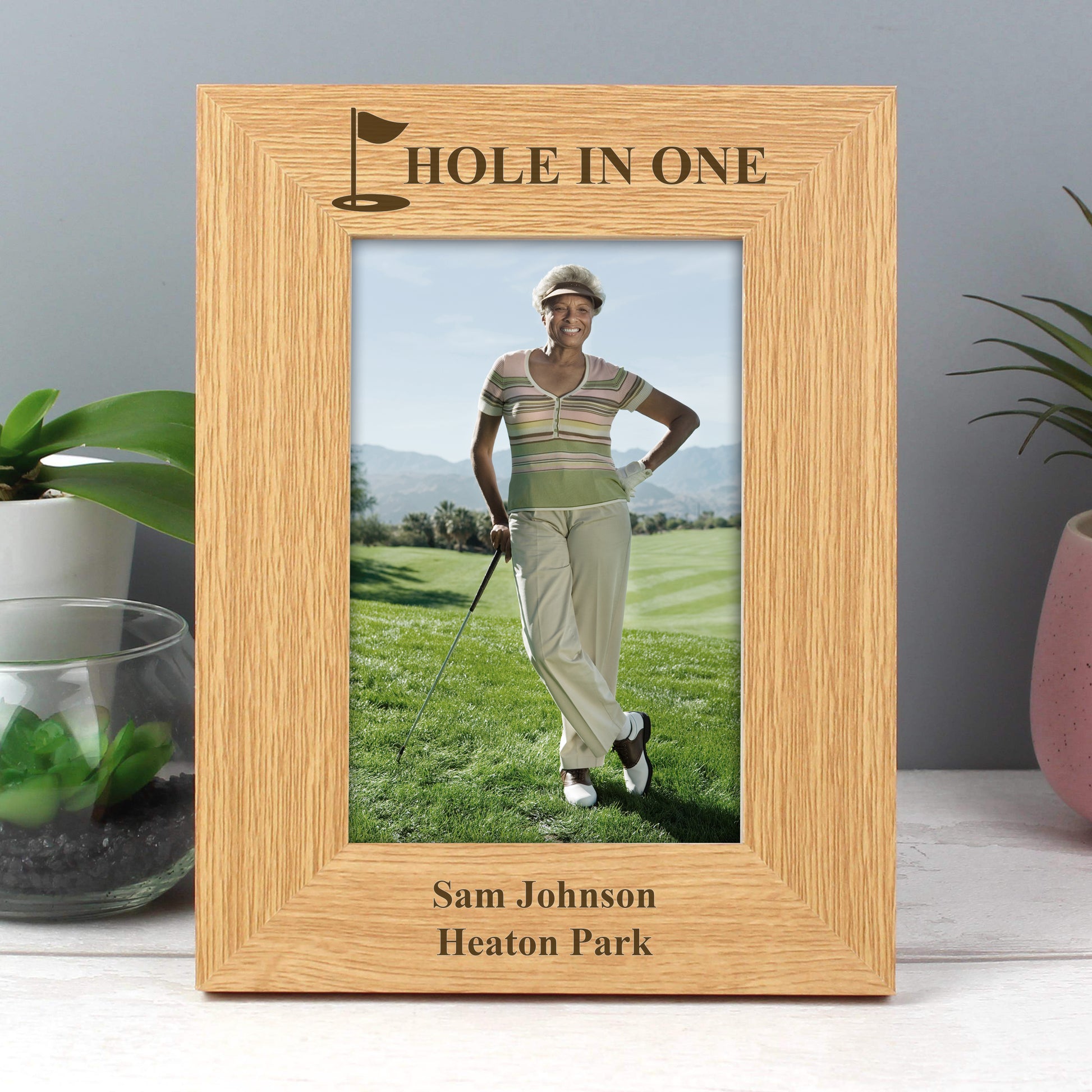 Personalised Oak Finish 6x4 Golf Photo Frame - MK&JD Gifts