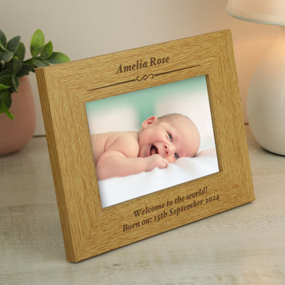 Personalised Formal 6x4 Landscape Oak Finish Photo Frame - MK&JD Gifts