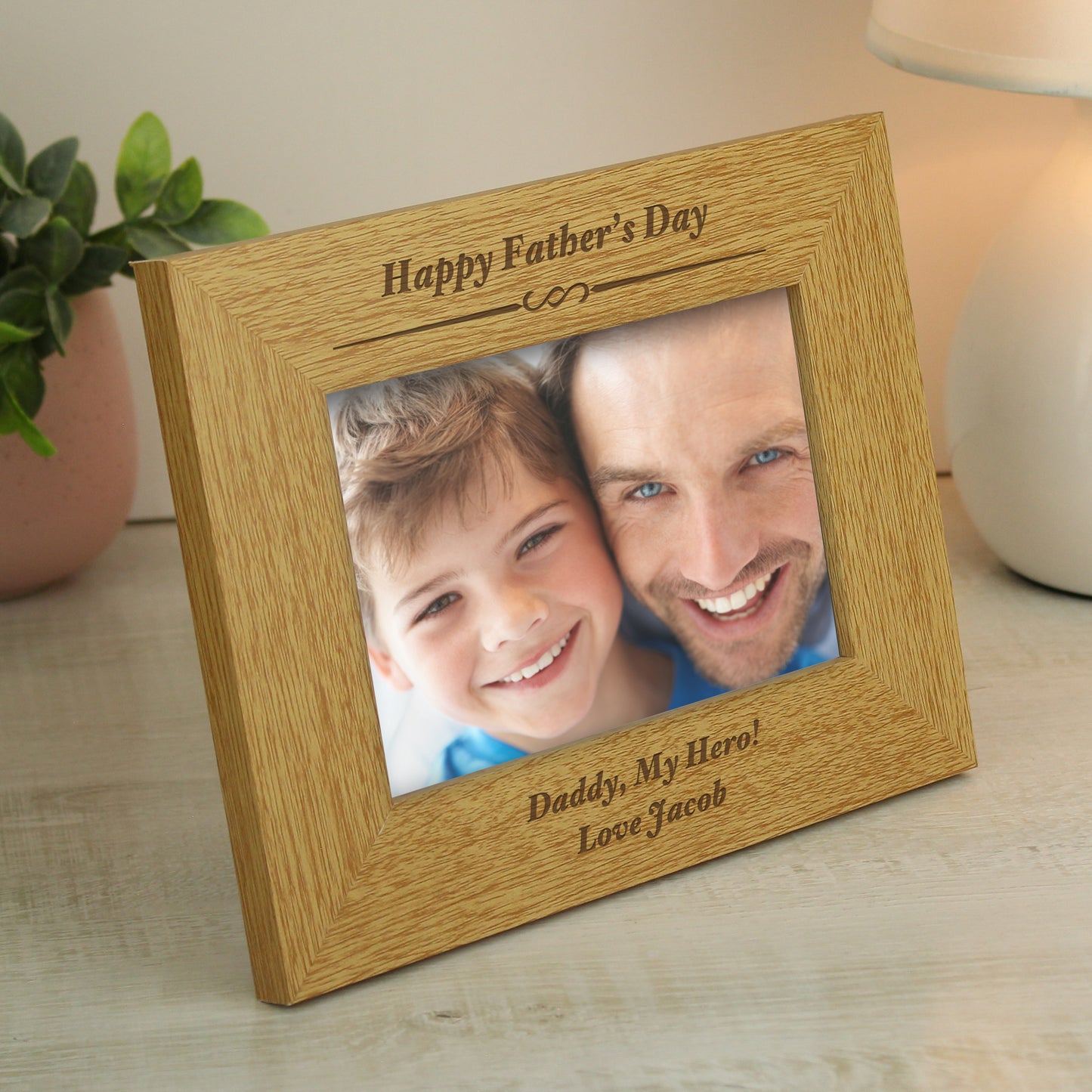 Personalised Formal 6x4 Landscape Oak Finish Photo Frame - MK&JD Gifts