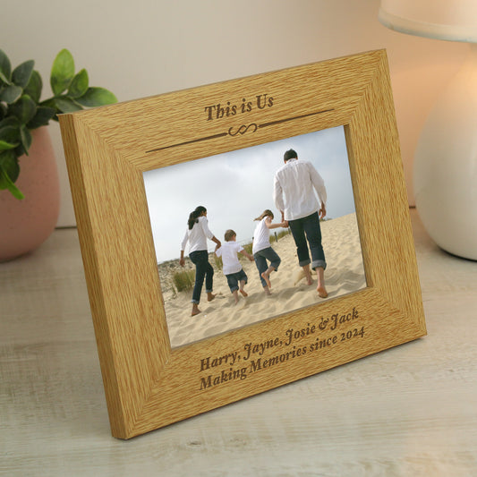 Personalised Formal 6x4 Landscape Oak Finish Photo Frame - MK&JD Gifts