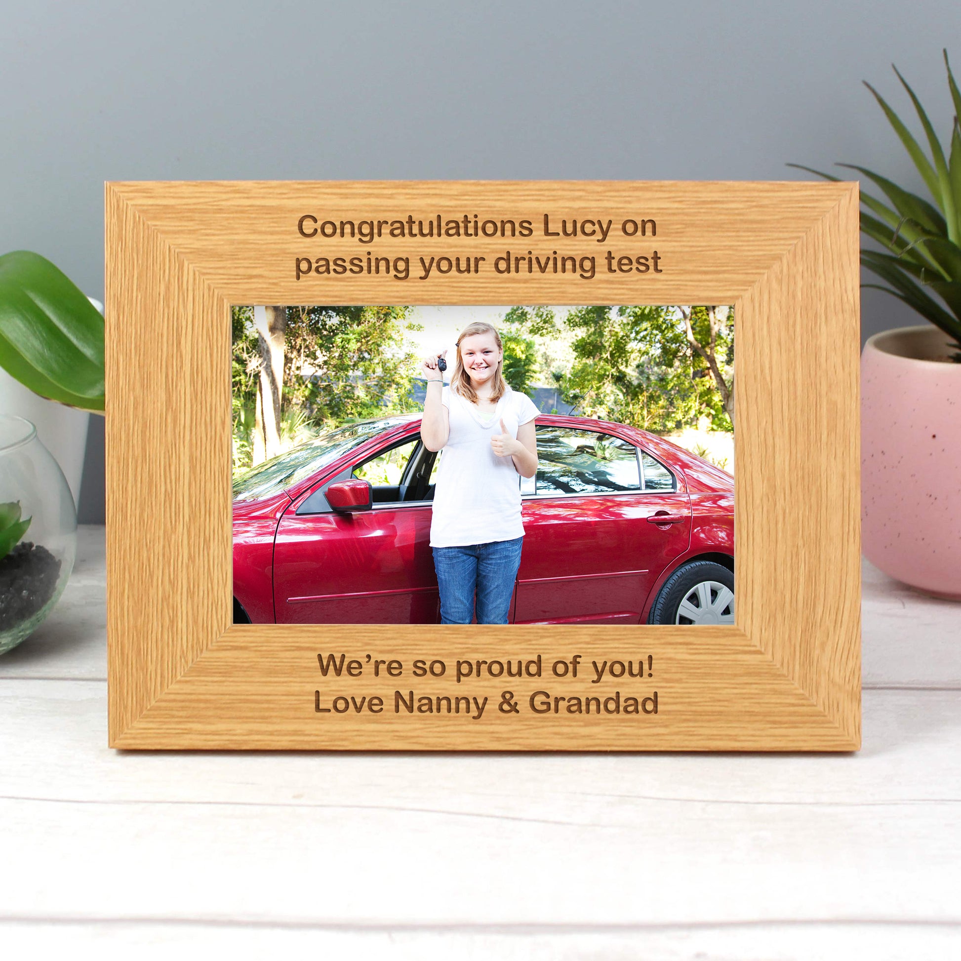 Personalised Long Message 6x4 Landscape Oak Finish Photo Frame - MK&JD Gifts