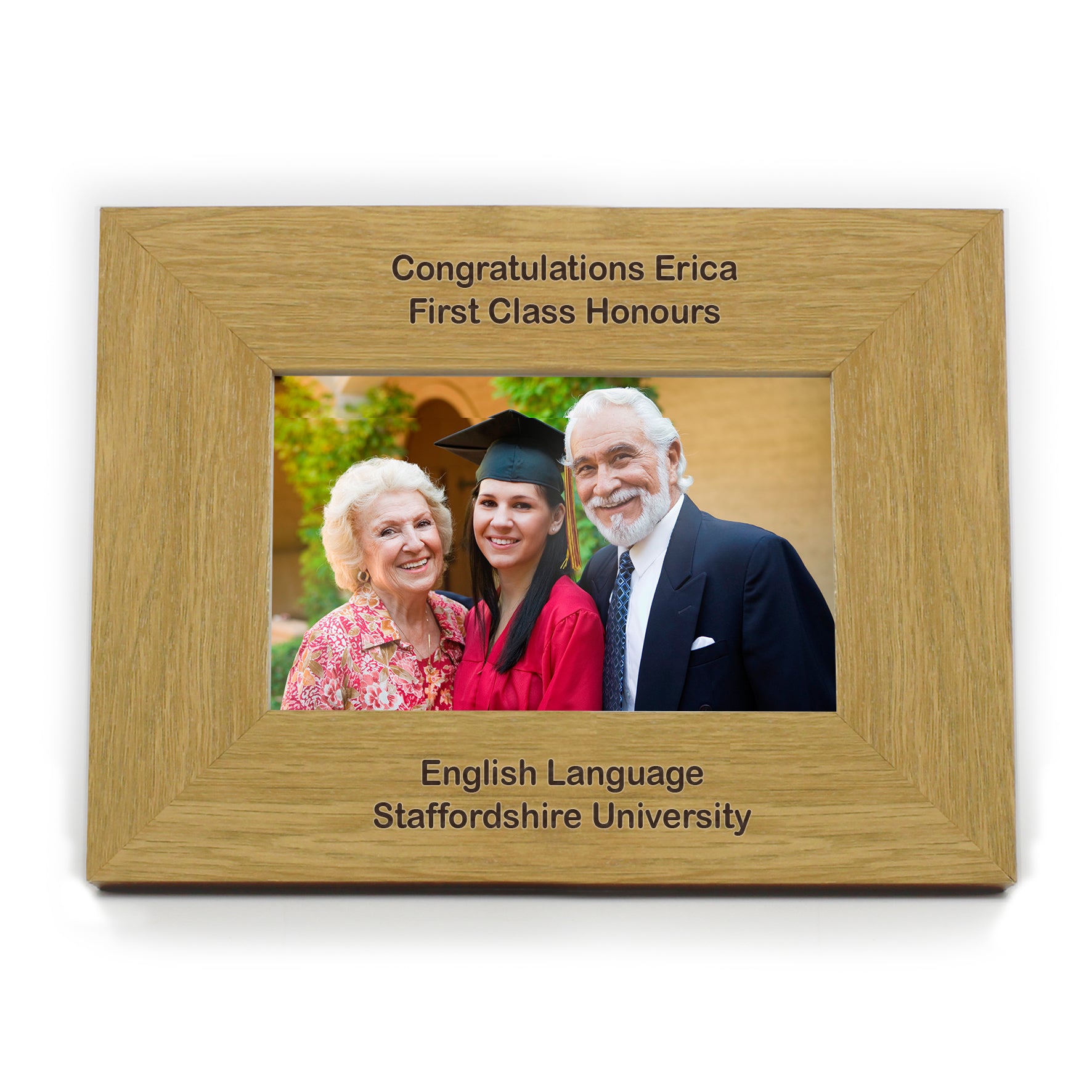 Personalised Long Message 6x4 Landscape Oak Finish Photo Frame - MK&JD Gifts