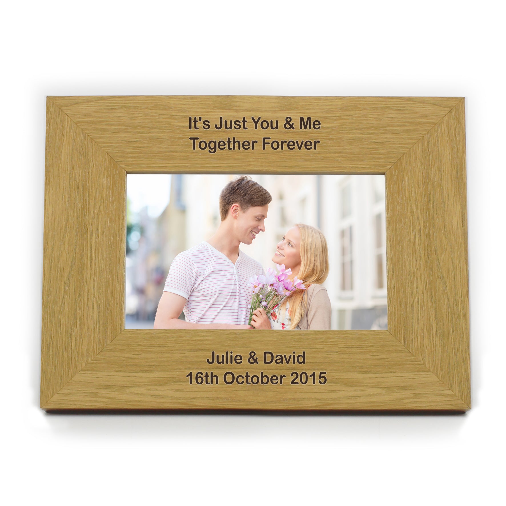 Personalised Long Message 6x4 Landscape Oak Finish Photo Frame - MK&JD Gifts