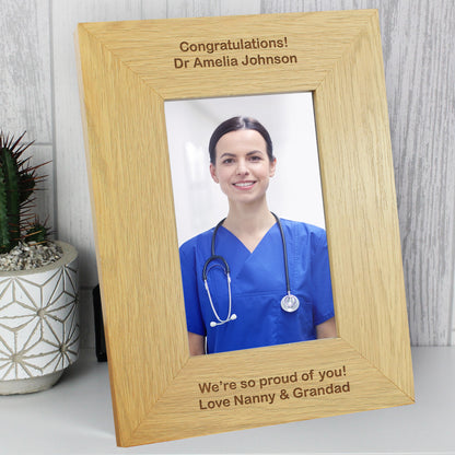 Personalised Long Message 6x4 Oak Finish Photo Frame - MK&JD Gifts