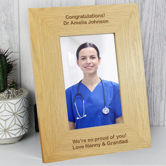 Personalised Long Message 6x4 Oak Finish Photo Frame - MK&JD Gifts