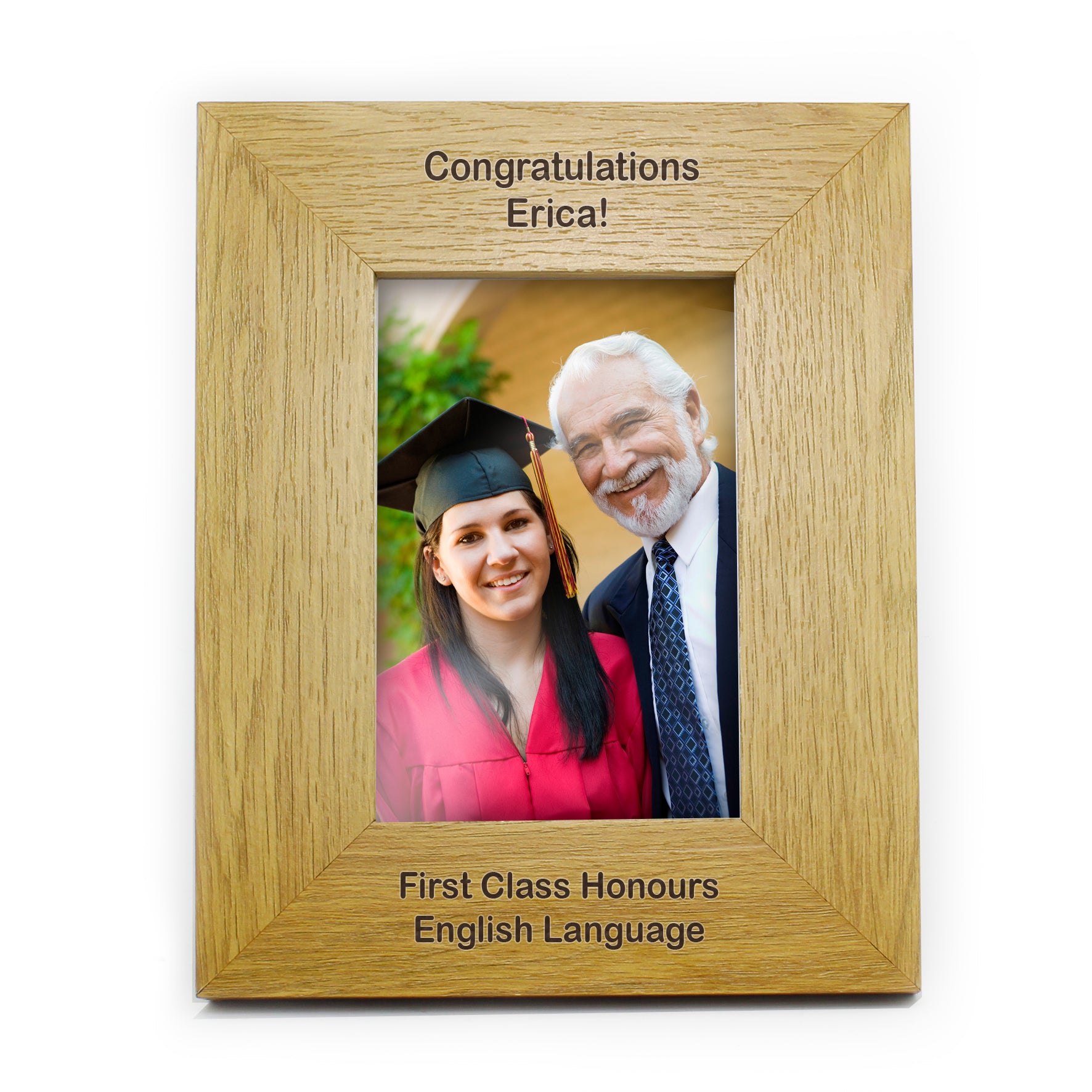 Personalised Long Message 6x4 Oak Finish Photo Frame - MK&JD Gifts