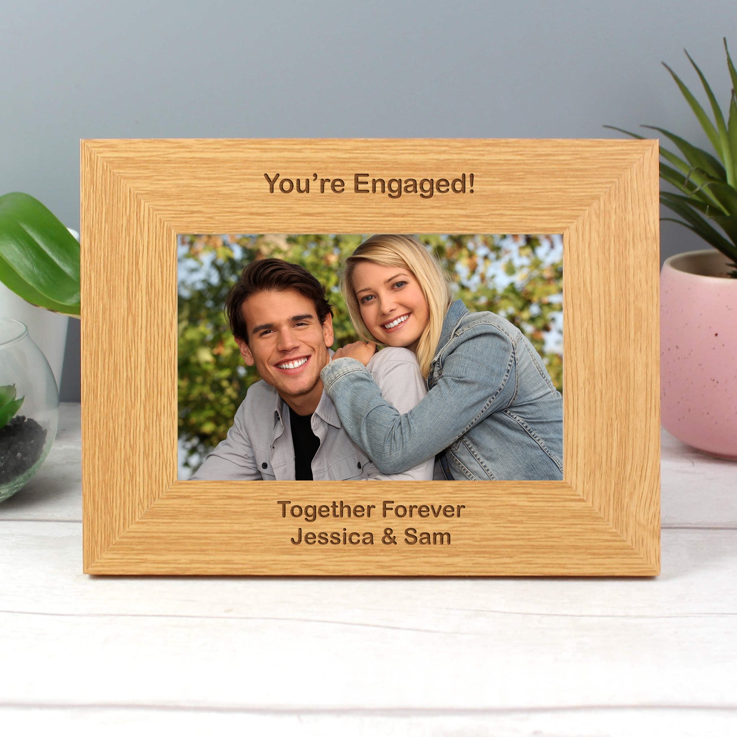 Personalised Short Message 6x4 Landscape Oak Finish Photo Frame - MK&JD Gifts