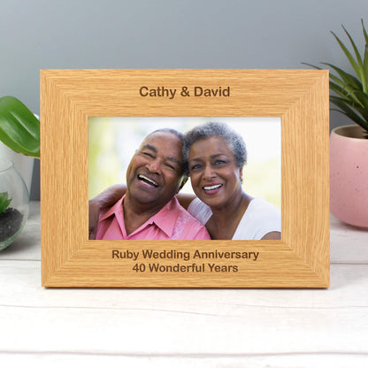 Personalised Short Message 6x4 Landscape Oak Finish Photo Frame - MK&JD Gifts