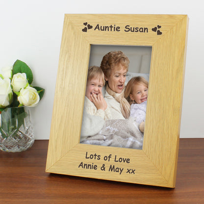 Personalised Hearts 6x4 Oak Finish Photo Frame - MK&JD Gifts