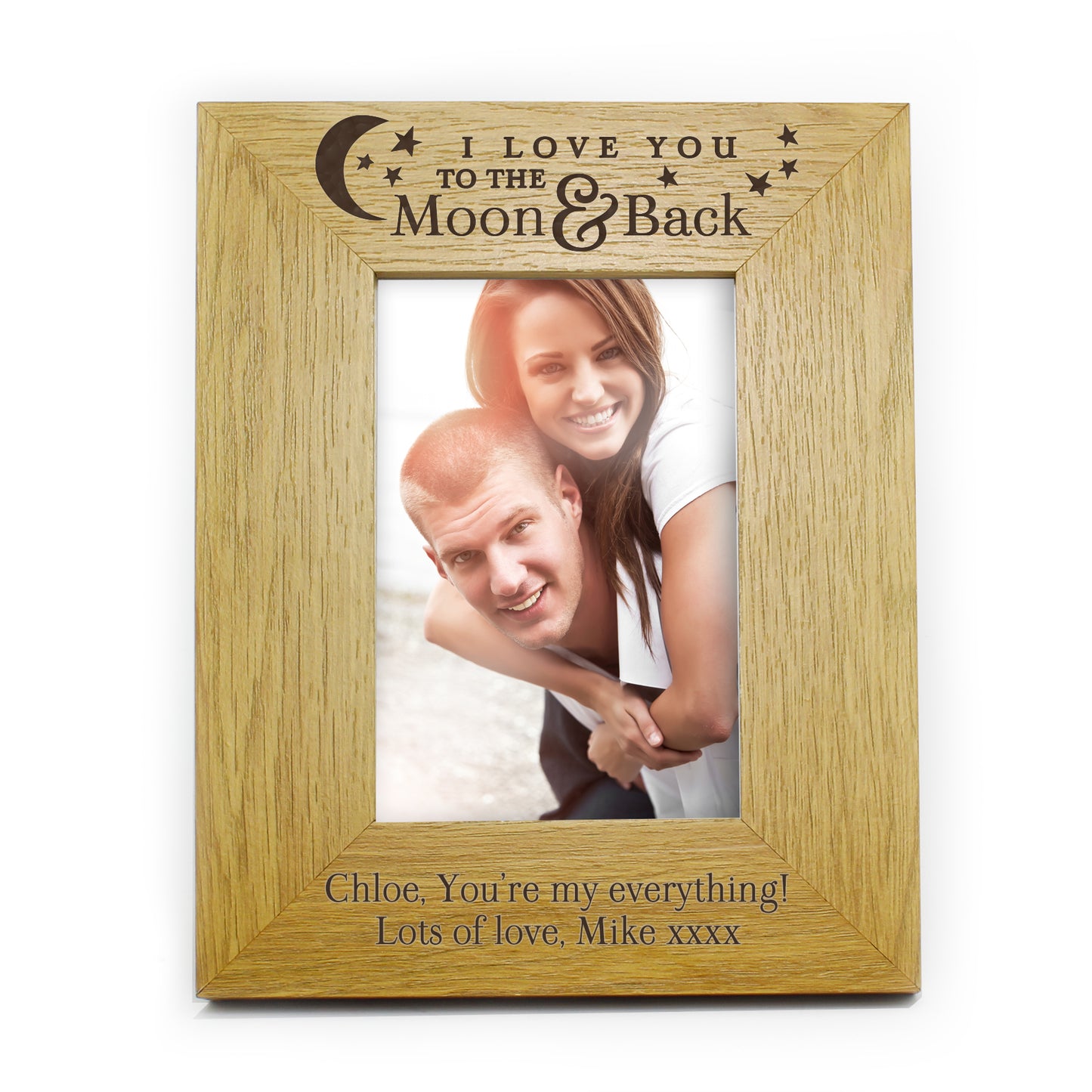 Personalised 'To the Moon and Back' 6x4 Oak Finish Photo Frame - MK&JD Gifts