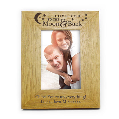 Personalised 'To the Moon and Back' 6x4 Oak Finish Photo Frame - MK&JD Gifts