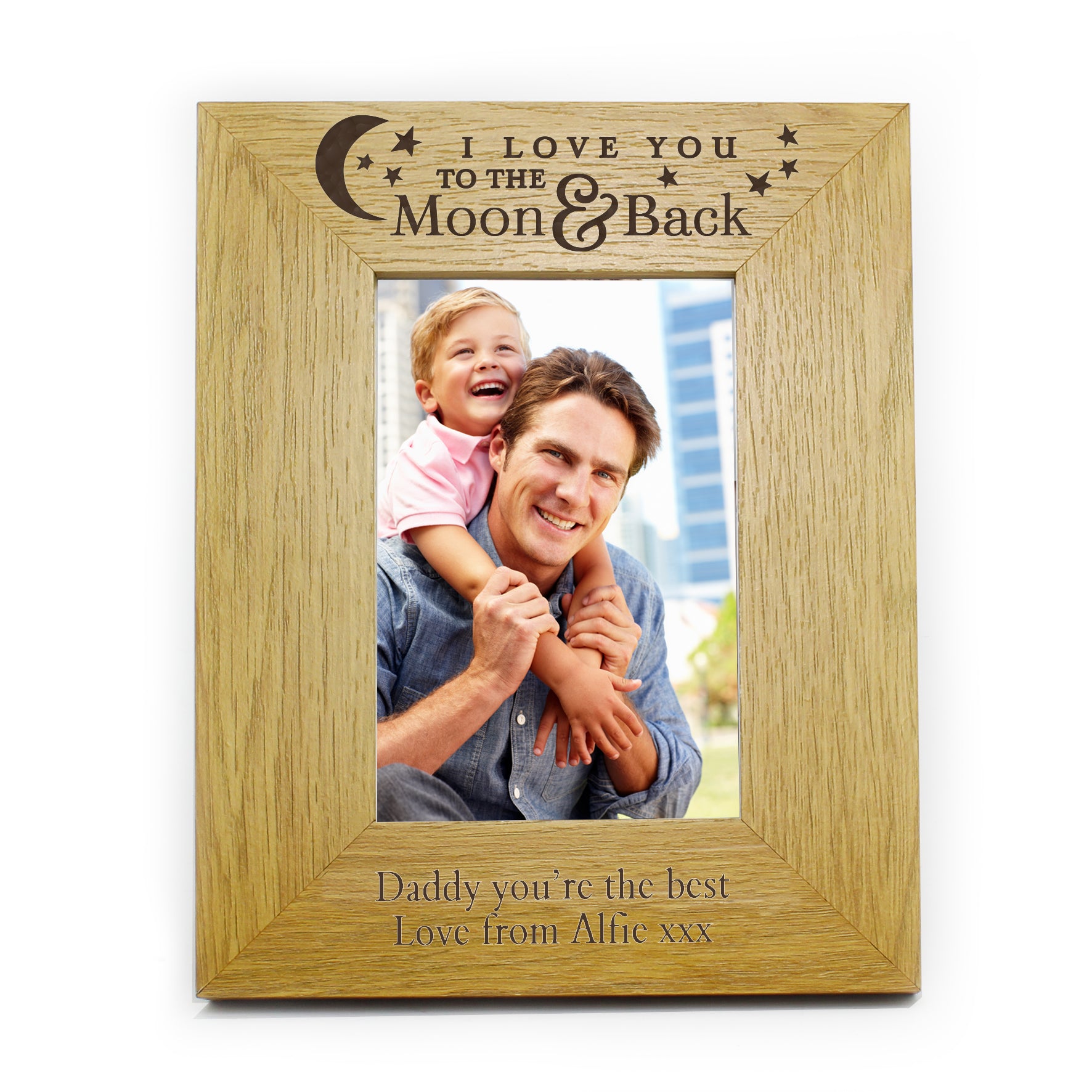 Personalised 'To the Moon and Back' 6x4 Oak Finish Photo Frame - MK&JD Gifts