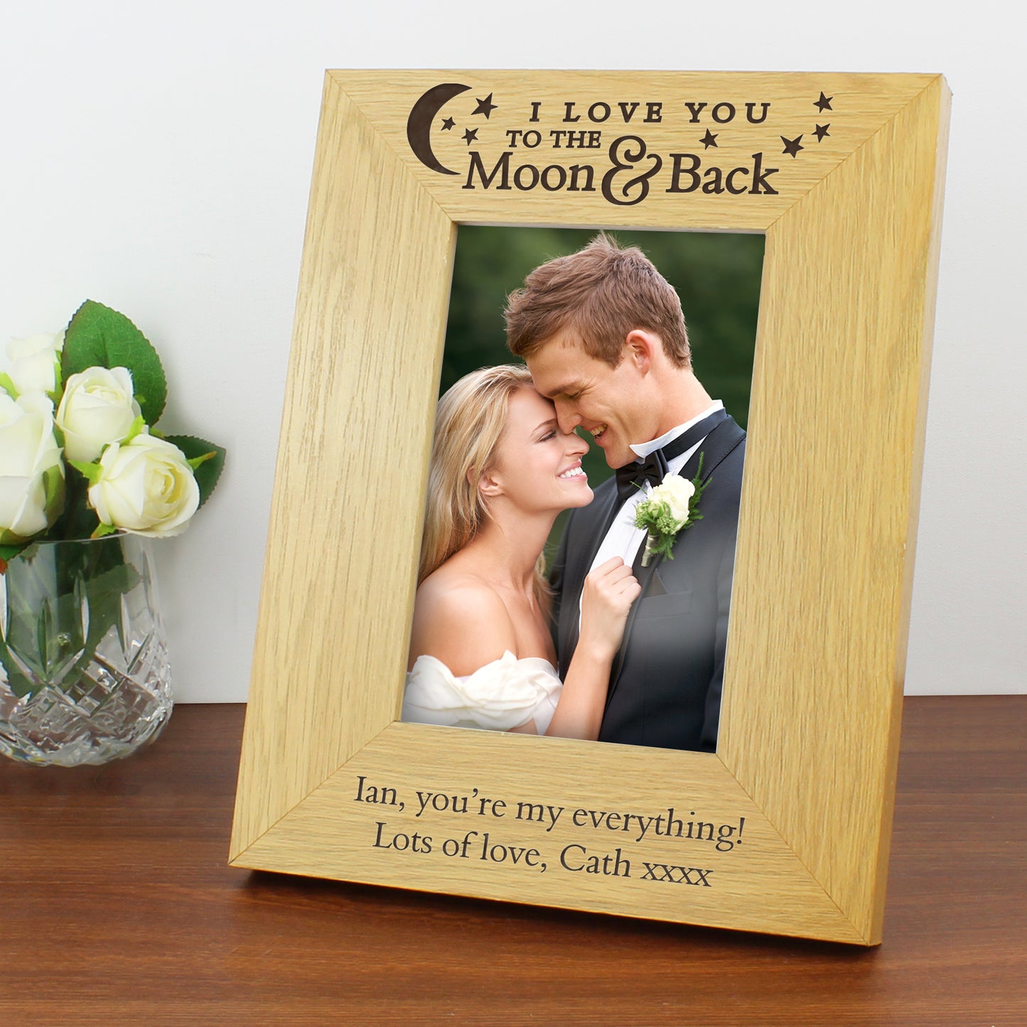 Personalised 'To the Moon and Back' 6x4 Oak Finish Photo Frame - MK&JD Gifts