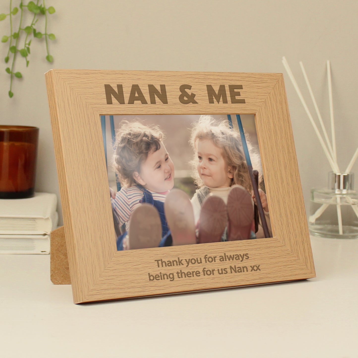 Personalised Nan & Me 5x7 Landscape Oak Finish Photo Frame - MK&JD Gifts