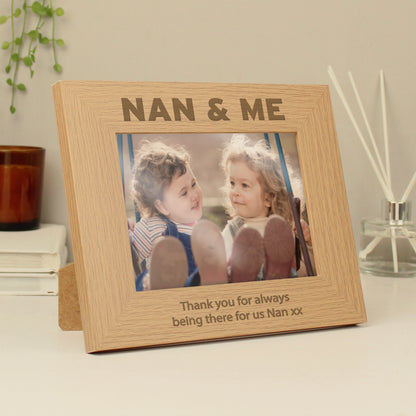 Personalised Nan & Me 5x7 Landscape Oak Finish Photo Frame - MK&JD Gifts