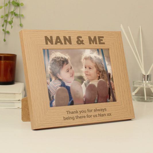 Personalised Nan & Me 5x7 Landscape Oak Finish Photo Frame - MK&JD Gifts