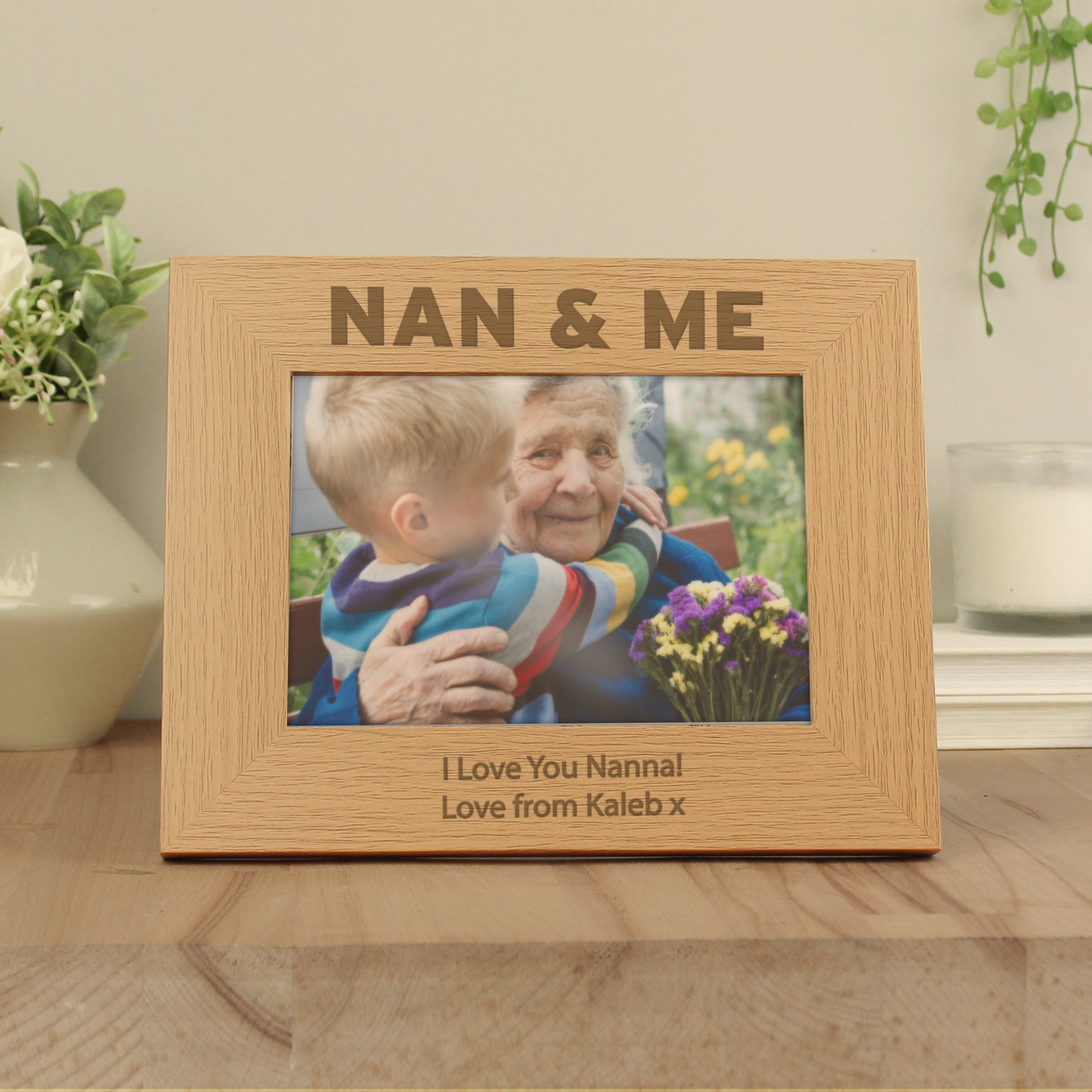 Personalised Nan & Me 5x7 Landscape Oak Finish Photo Frame - MK&JD Gifts