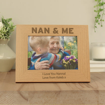 Personalised Nan & Me 5x7 Landscape Oak Finish Photo Frame - MK&JD Gifts