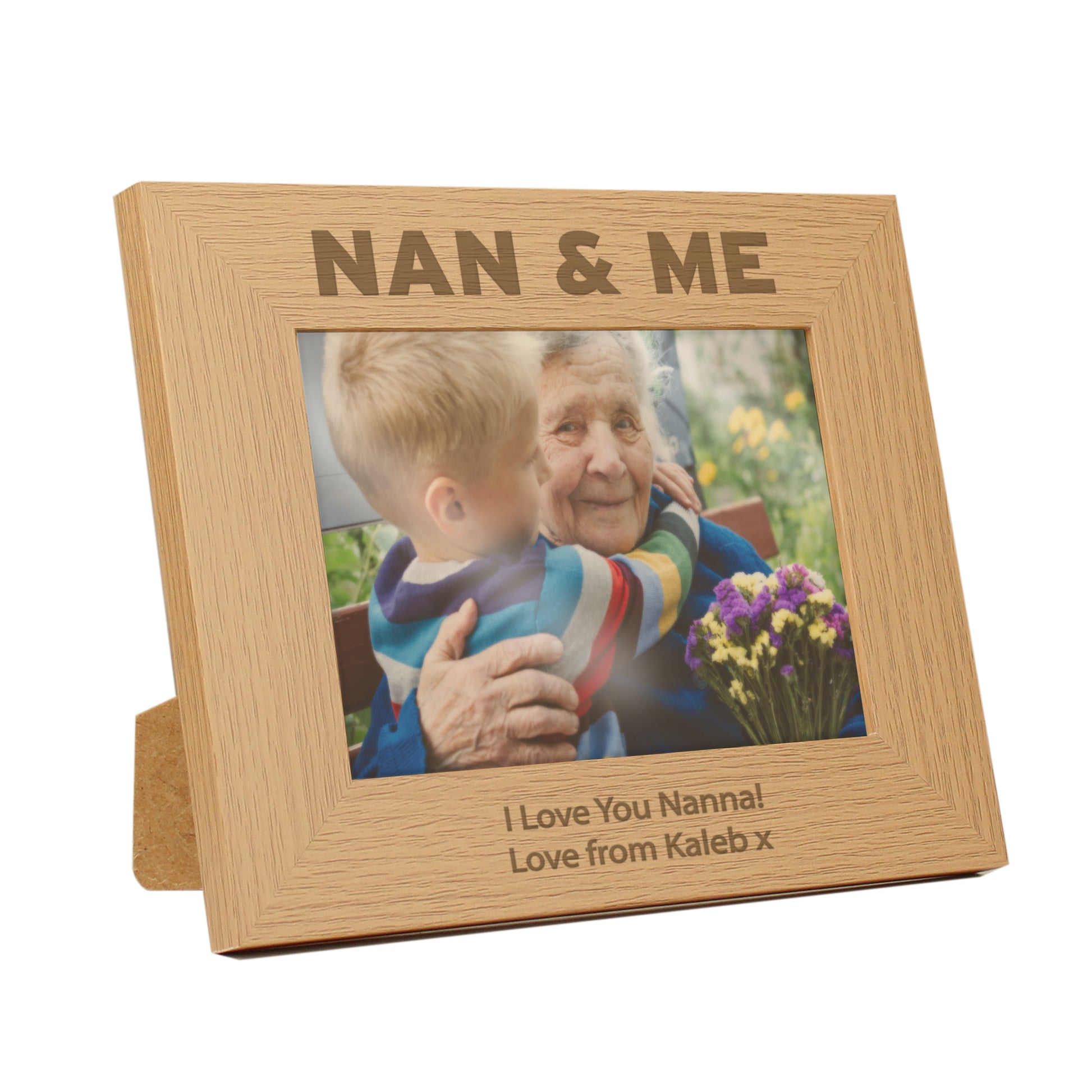 Personalised Nan & Me 5x7 Landscape Oak Finish Photo Frame - MK&JD Gifts