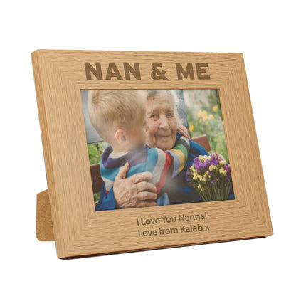 Personalised Nan & Me 5x7 Landscape Oak Finish Photo Frame - MK&JD Gifts