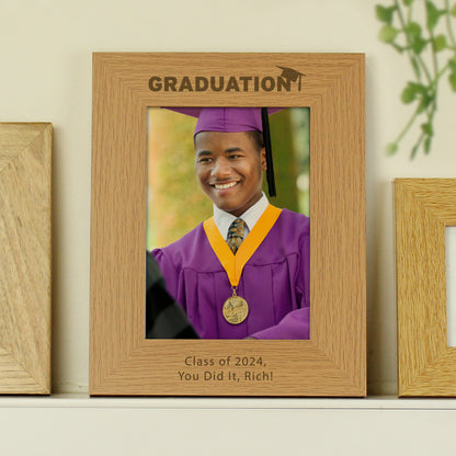 Personalised Graduation 5x7 Oak Finish Photo Frame - MK&JD Gifts