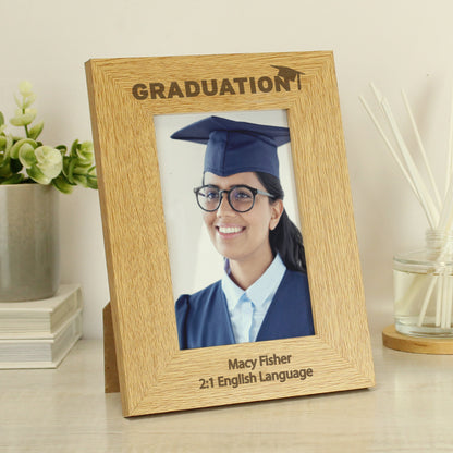 Personalised Graduation 6x4 Oak Finish Photo Frame - MK&JD Gifts