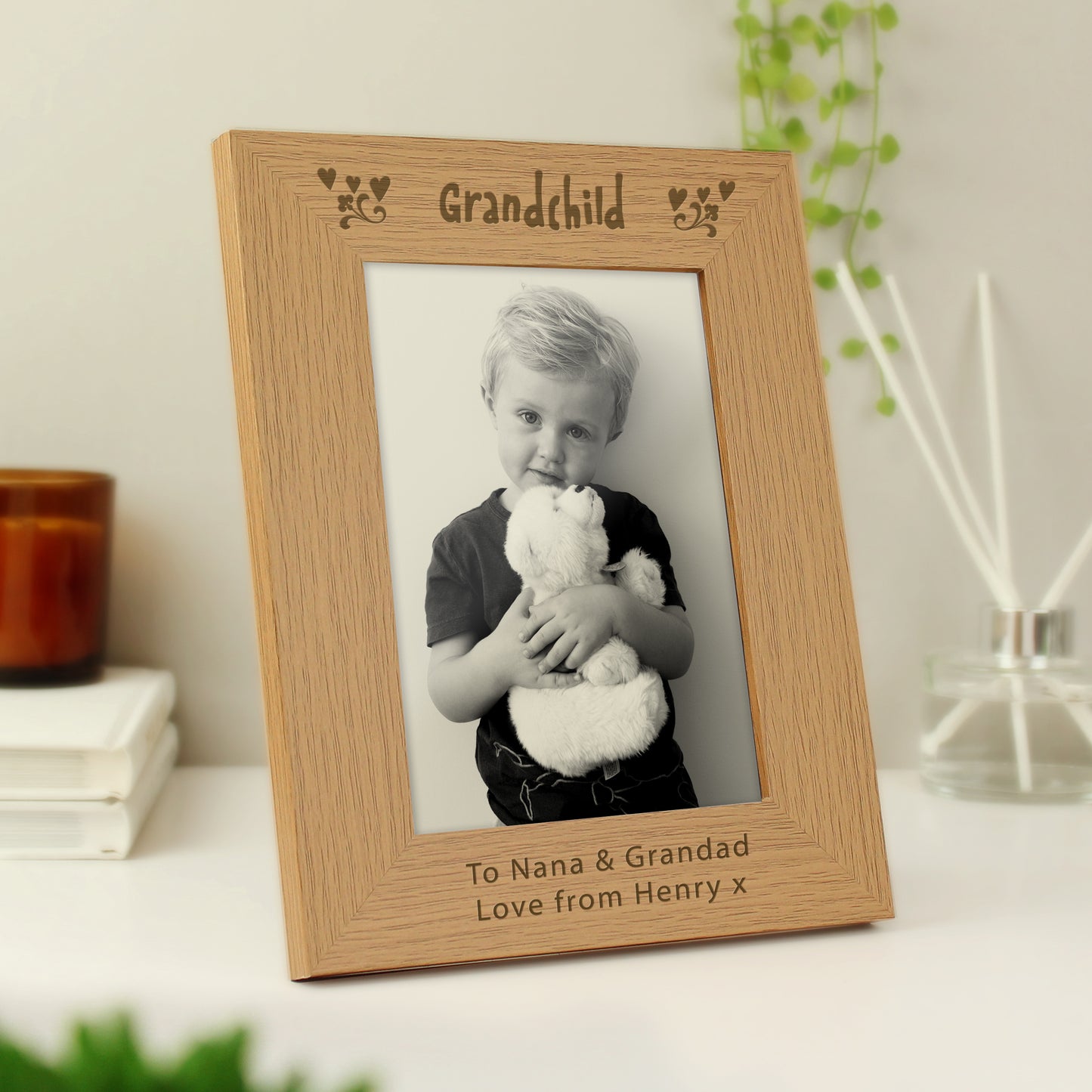 Personalised Grandchild 5x7 Oak Finish Photo Frame - MK&JD Gifts
