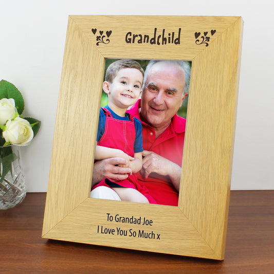 Personalised Oak Finish 6x4 Grandchild Photo Frame - MK&JD Gifts