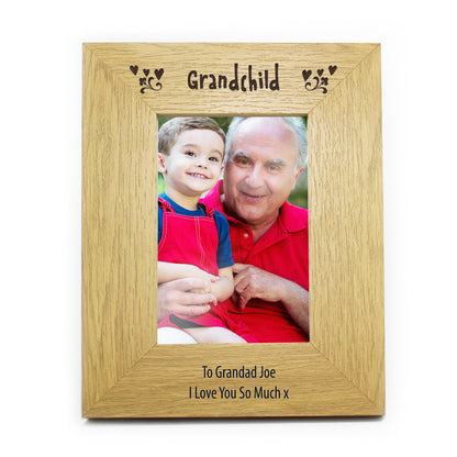 Personalised Oak Finish 6x4 Grandchild Photo Frame - MK&JD Gifts