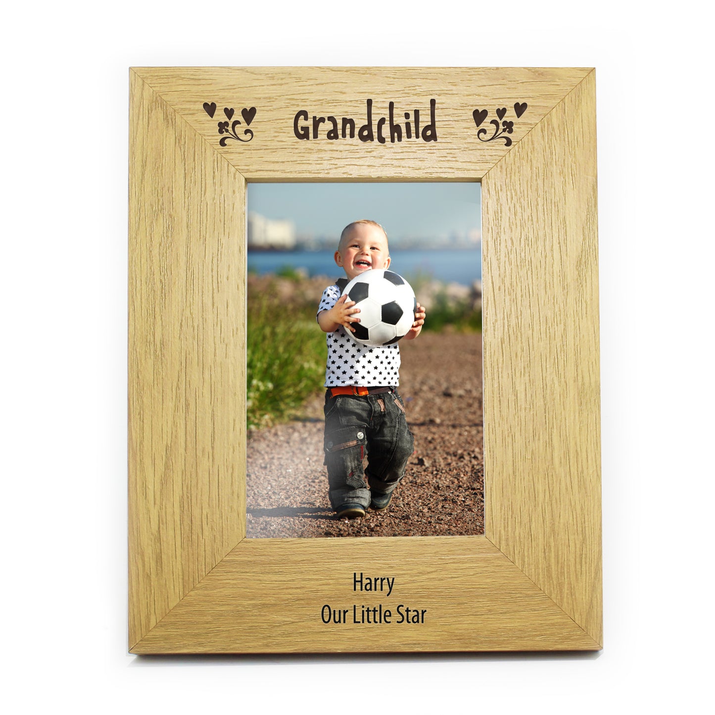 Personalised Oak Finish 6x4 Grandchild Photo Frame - MK&JD Gifts