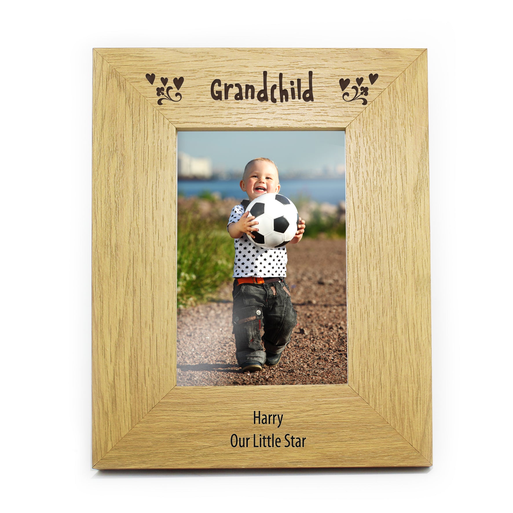 Personalised Oak Finish 6x4 Grandchild Photo Frame - MK&JD Gifts