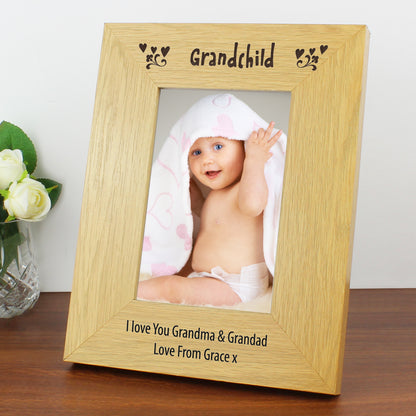 Personalised Oak Finish 6x4 Grandchild Photo Frame - MK&JD Gifts