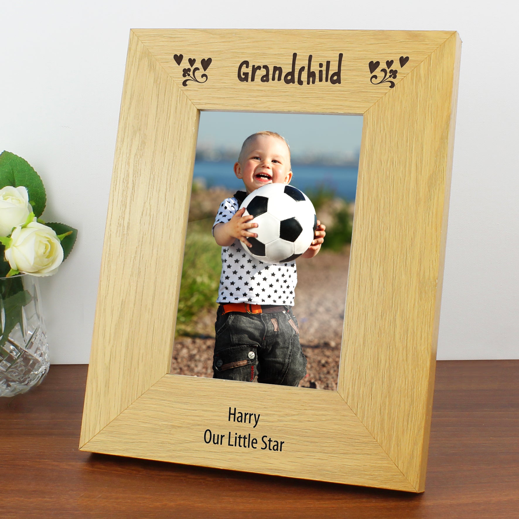 Personalised Oak Finish 6x4 Grandchild Photo Frame - MK&JD Gifts