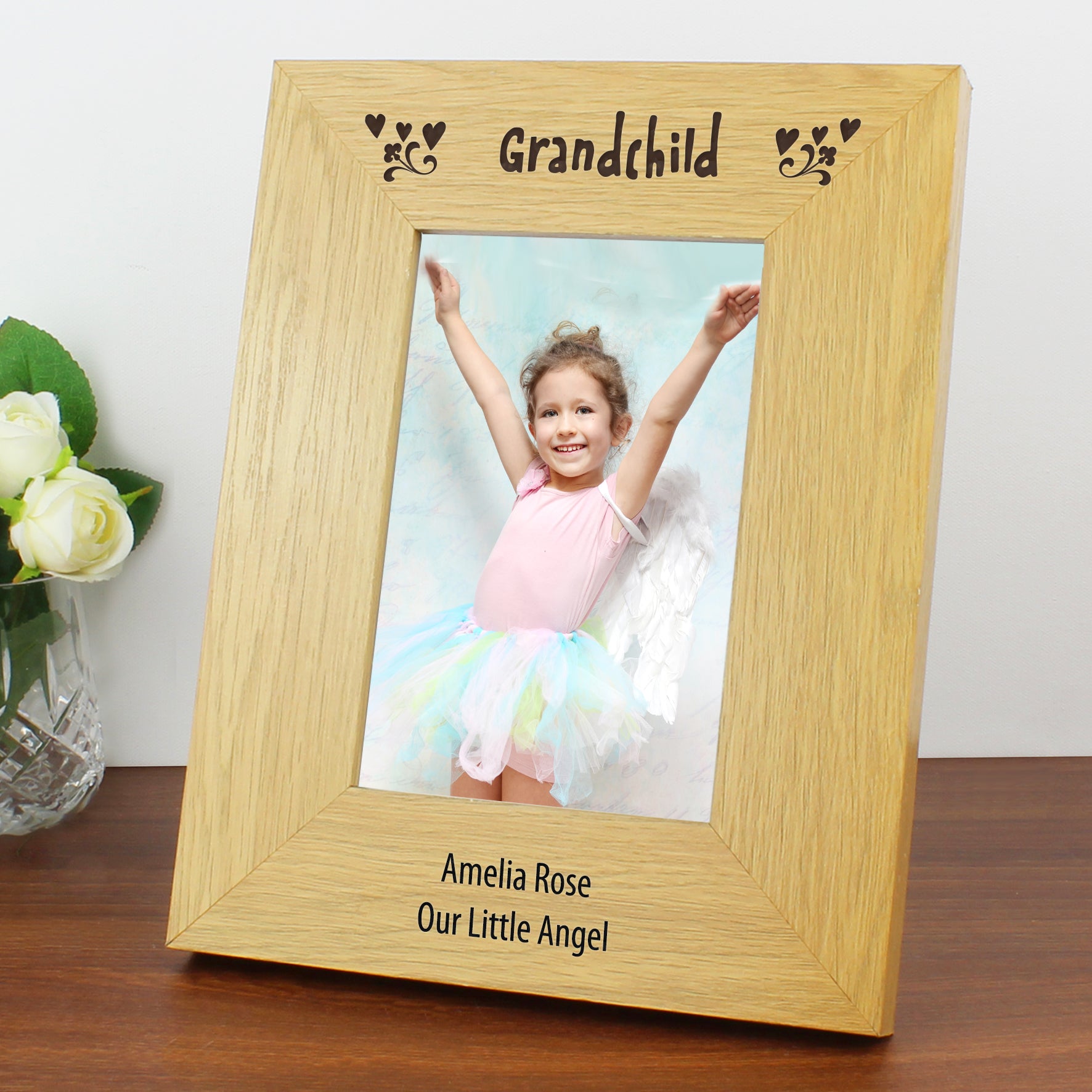 Personalised Oak Finish 6x4 Grandchild Photo Frame - MK&JD Gifts