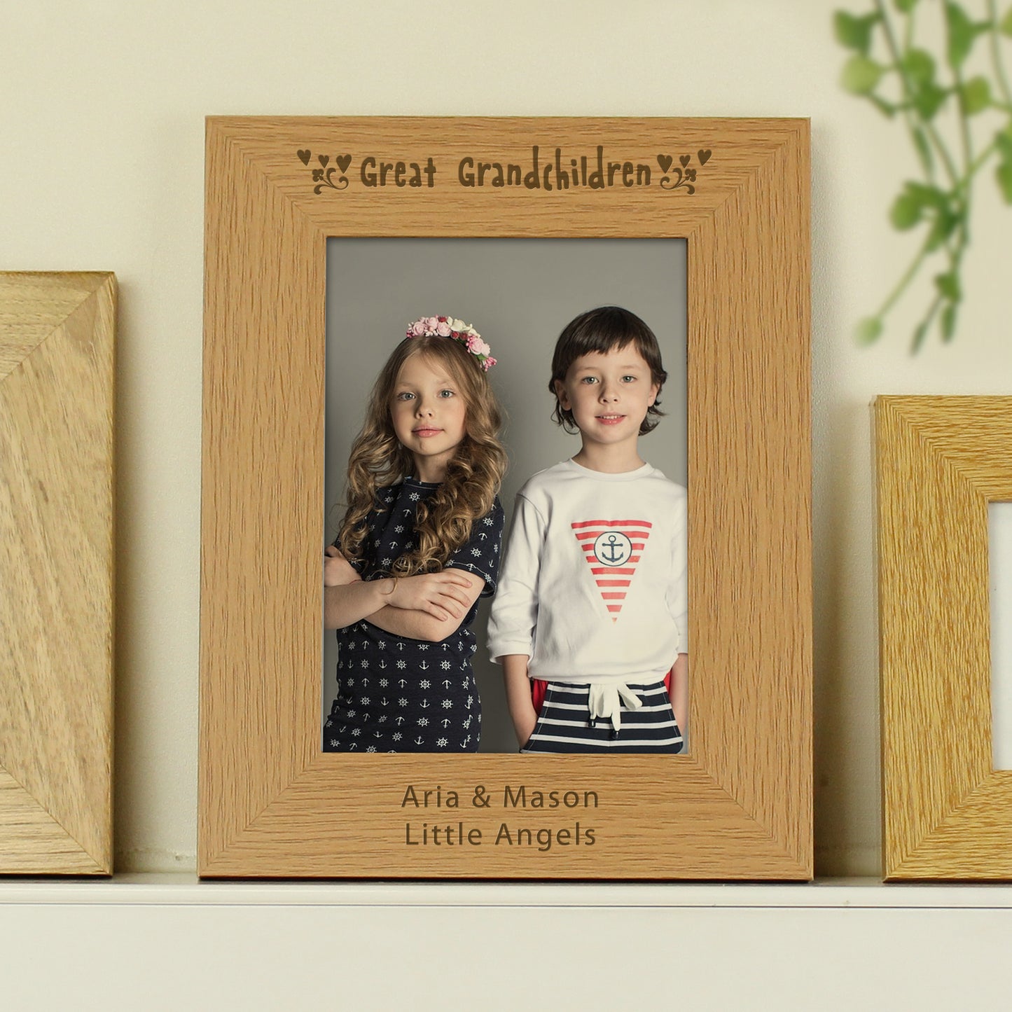 Personalised Great Grandchildren 5x7 Oak Finish Photo Frame - MK&JD Gifts
