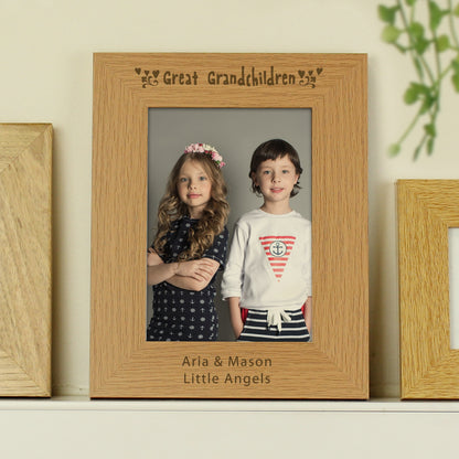 Personalised Great Grandchildren 5x7 Oak Finish Photo Frame - MK&JD Gifts