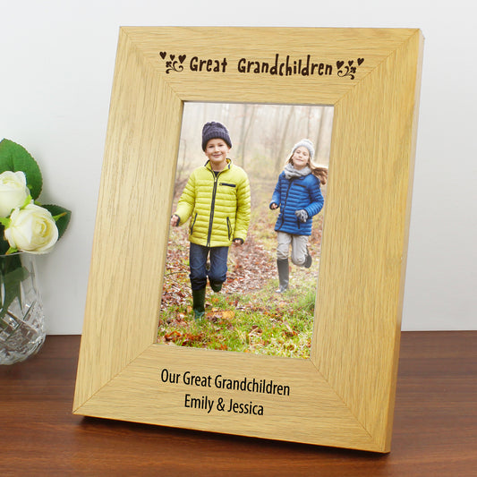 Personalised Great Grandchildren 6x4 Oak Finish Photo Frame - MK&JD Gifts