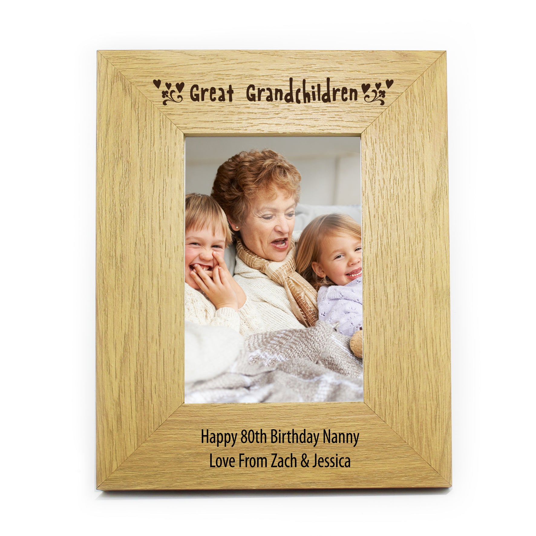 Personalised Great Grandchildren 6x4 Oak Finish Photo Frame - MK&JD Gifts