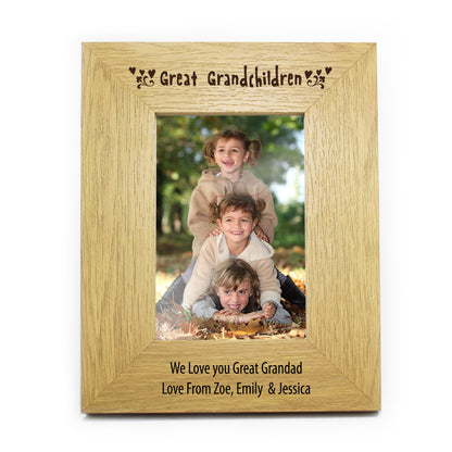 Personalised Great Grandchildren 6x4 Oak Finish Photo Frame - MK&JD Gifts